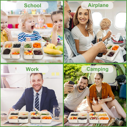 shopwithgreen 2Pcs Divided Serving Tray with Lid and Handle, Portable Snackle Box Snack Containers for Charcuterie, Party, Veggies, Snack, Fruit, Nuts, Candy, Chip, Entertaining, Picnic