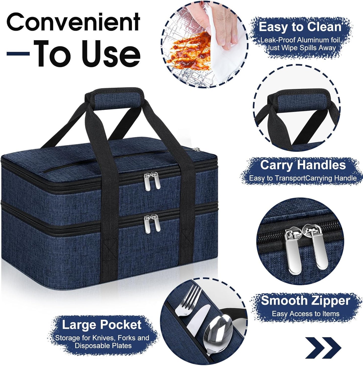 Insulated Casserole Carrier, Portable Casserole Carrier for Hot or Cold Food Lunch Tote Warmer or Cooler Bag, Lasagna Lunch Bag for Potluck Parties- Fits 9" x 13" Baking Dish-Charcoal Grey