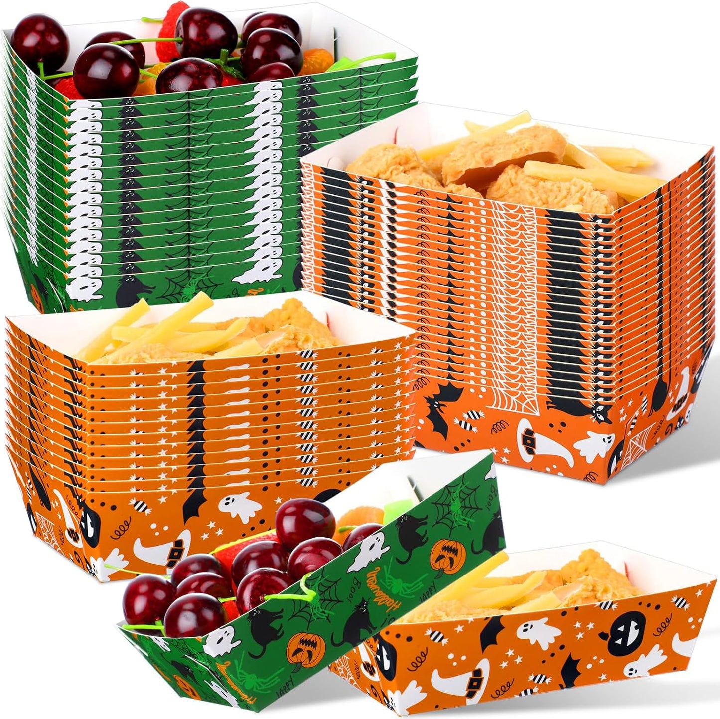 Honeydak 100 Pieces Mother's Day Heart Pattern Paper Food Trays Disposable Nacho Container Paper Boats Serving Trays for Hot Dog Popcorn Taco Snack Candy Food Container Party Supplies
