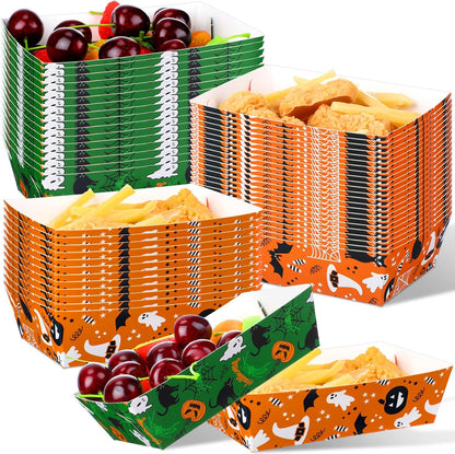 Honeydak 100 Pieces Mother's Day Heart Pattern Paper Food Trays Disposable Nacho Container Paper Boats Serving Trays for Hot Dog Popcorn Taco Snack Candy Food Container Party Supplies