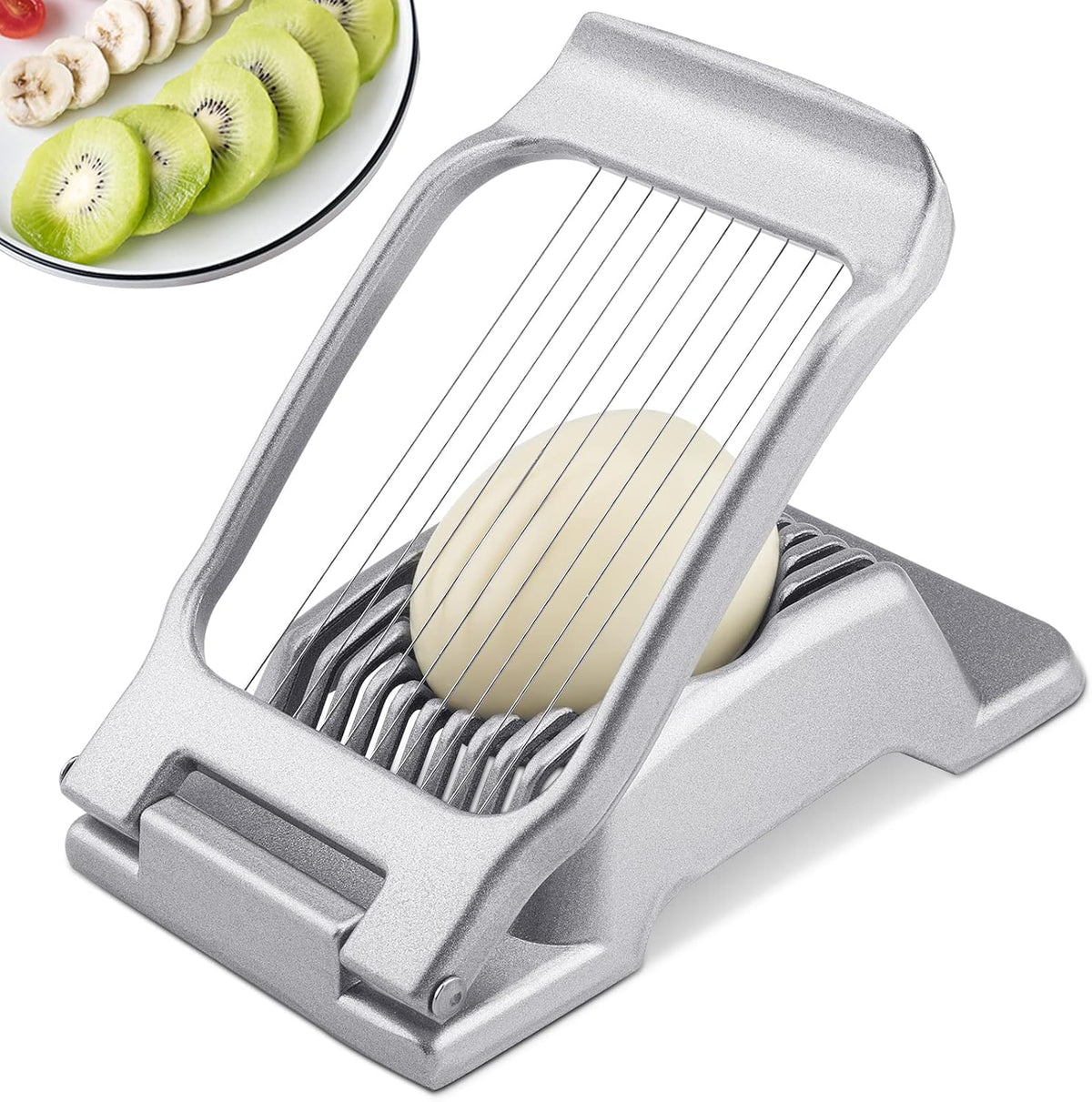 BIBURY Egg Slicer for Hard Boiled Eggs, Heavy Duty Aluminium Fruit Slicer