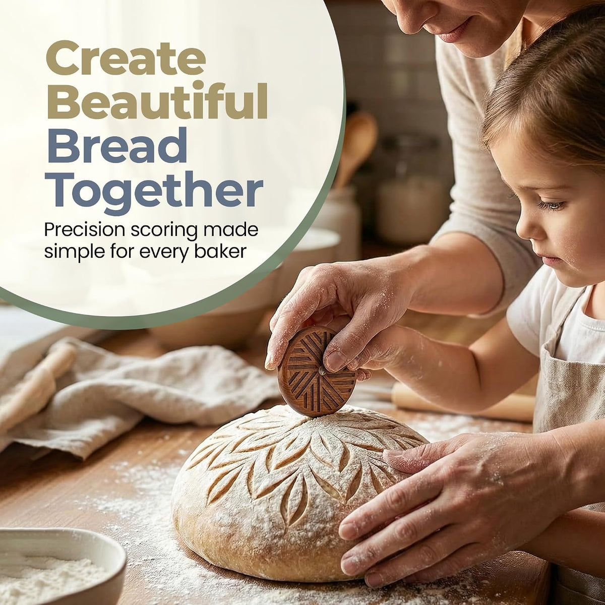 Sourdough Accessories | Seamless Danish Sourdough Bread Whisk, Silicone Dough Scraper & Sourdough Scoring Tool with 5 Blades + Storage Bag (Sourdough bread lame Kit) | Bread baking supplies