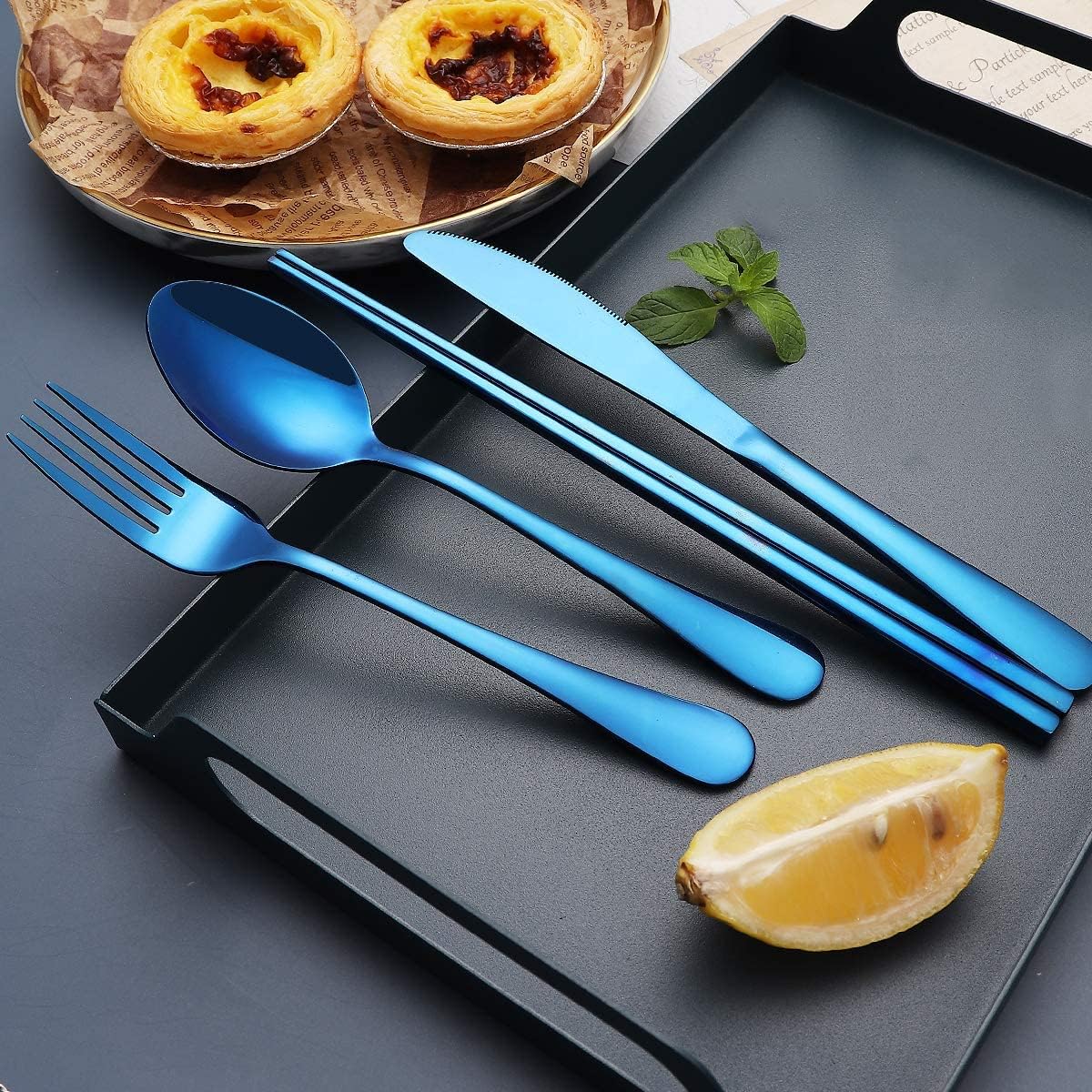 Portable Stainless Steel Flatware Set, Travel Camping Cutlery Set, Portable Utensil Travel Silverware Dinnerware Set with a Waterproof Case (Pink)