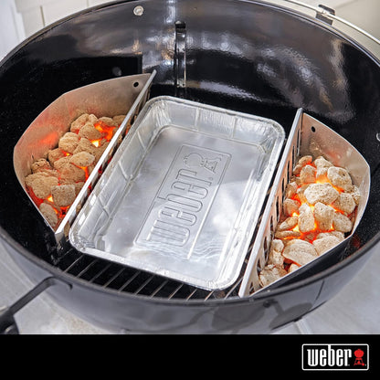 Weber Aluminum Drip Pans 10‑Pack – Disposable Foil Pans for Indirect Cooking, Catching Drippings, Ideal for Roasts, Turkeys & Gravy Drippings - Compatible with Weber Gas Grills - Grill Accessory