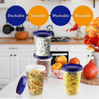 Soup Freezer Food Storage Containers With Screw On Lids [16 Oz -10 Pack] Reusable Plastic Container leak proof, Airtight, Stackable, Microwave Safe BPA Free