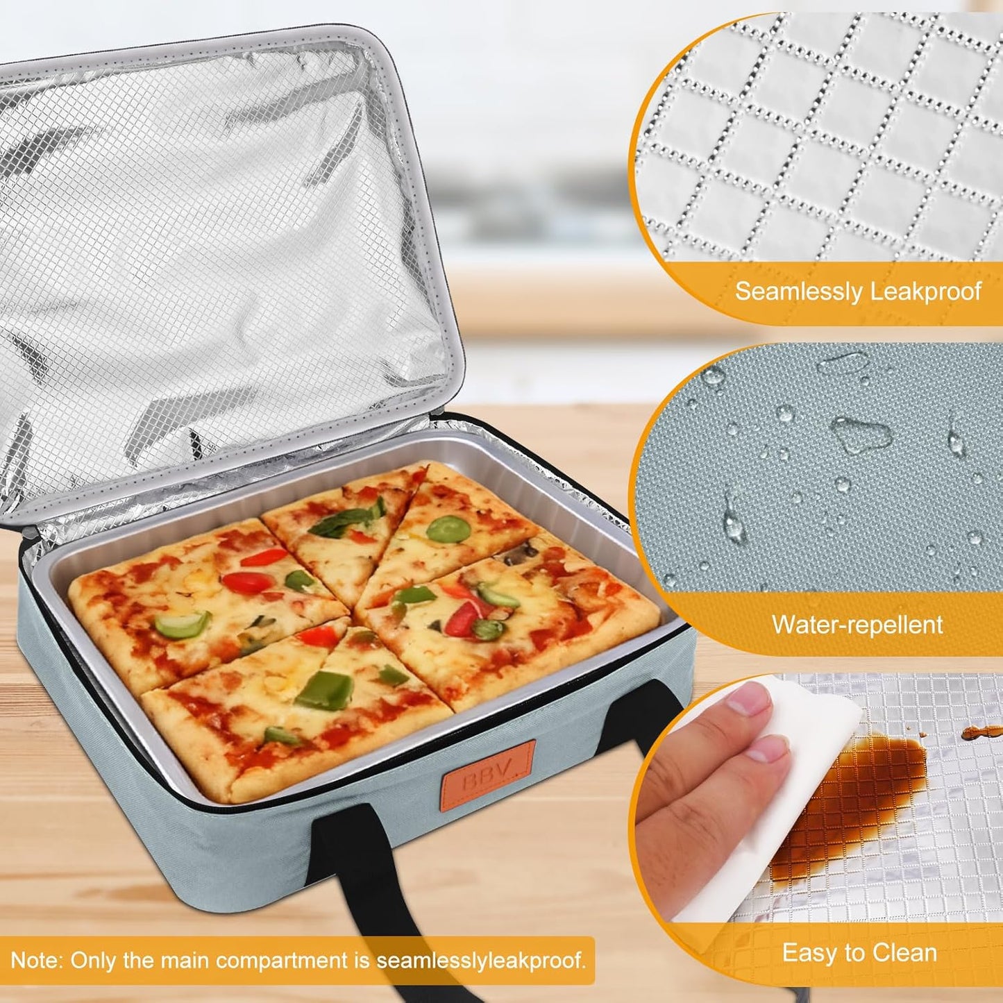 BBV Insulated Casserole Carrier for Hot or Cold Food, Food Warmer Bag Fits 9"x13" Baking Dish, Durable Nylon Leak Proof Food Containers for Travel, Potluck, Parties, Picnic, Cookouts (Beige)