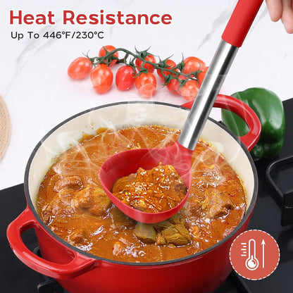 Onader Kitchen Utensils Set, 15 Pcs Silicone Cooking Utensils Set with Holder and Heat Resistant Stainless Steel Handle for Nonstick Cookware - Black