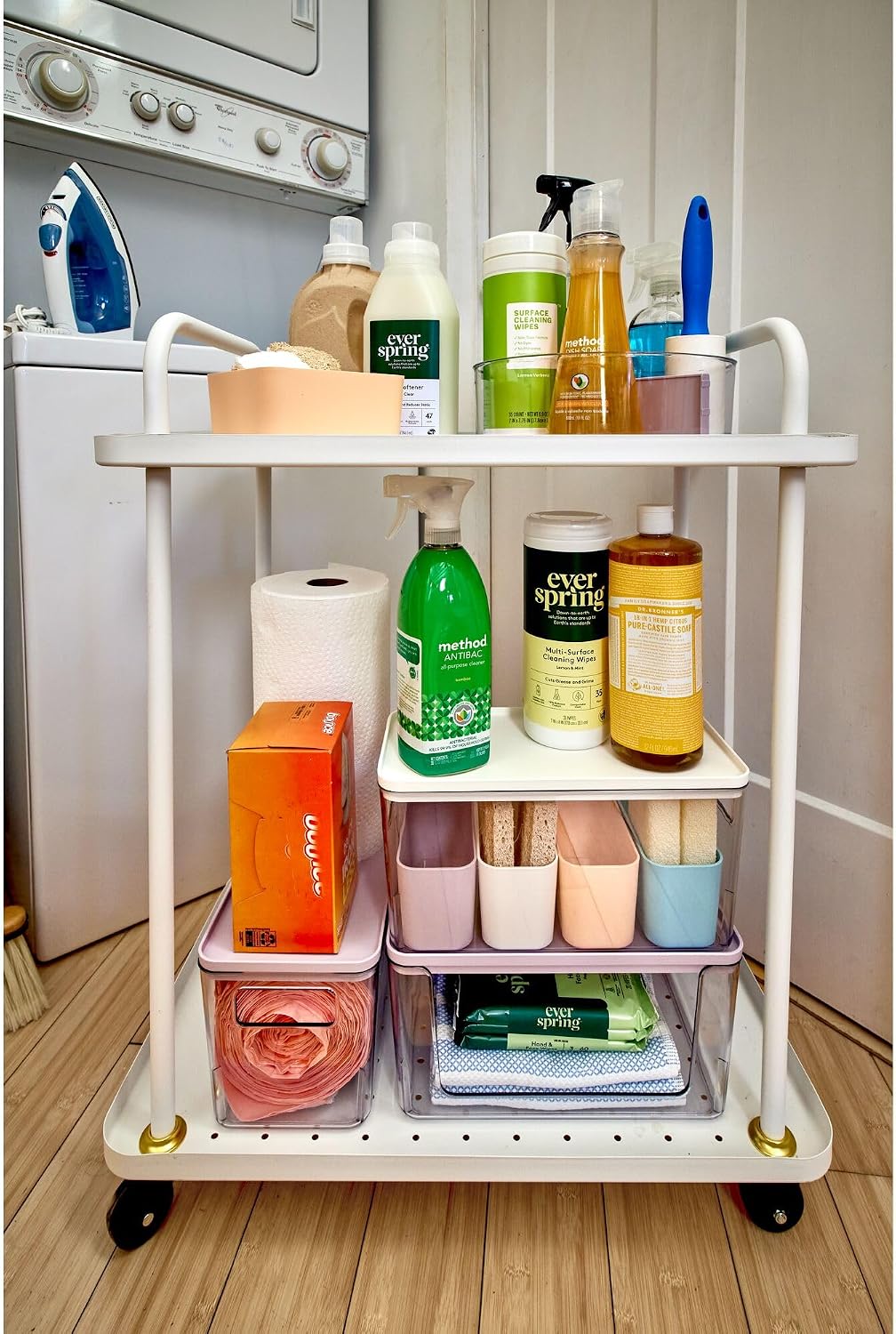 Rosanna Pansino x iDesign Recycled Plastic Open Front Kitchen Storage Bin with Lid, Clear Bin/Marshmallow Lid, 12" x 12" x 6"