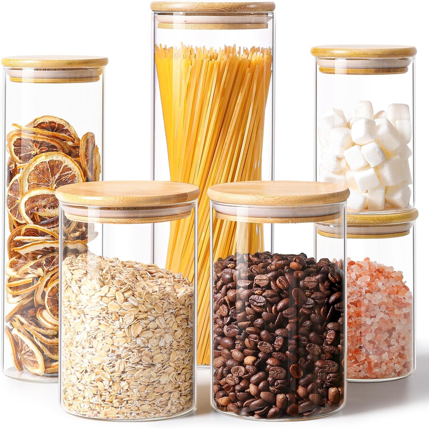 ComSaf 2Pcs Large Glass Storage Containers with Lids 4Qt, 1 Gallon Wide Mouth Flour Sugar Storage Containers, Large Capacity and Sealed for Rice, Cereal, Oat, Easy Clean and Scoop, Pantry Organization