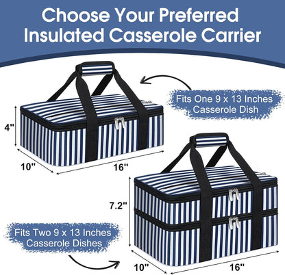 Insulated Casserole Carrier, Portable Casserole Carrier for Hot or Cold Food Lunch Tote Warmer or Cooler Bag, Lasagna Lunch Bag for Potluck Parties- Fits 9" x 13" Baking Dish-Charcoal Grey