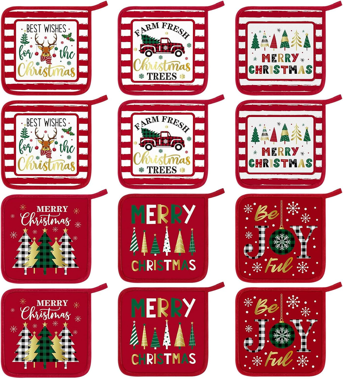 Bencailor 12 Pcs Christmas Wildflower Pot Holders with Pocket