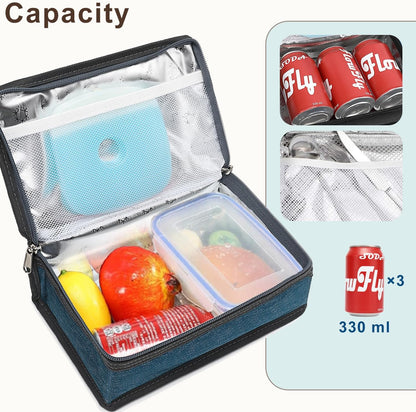 FlowFly Small Insulated Lunch box Portable Soft Bag Mini Cooler Thermal Meal Tote Kit with Handle for Work & School, Black