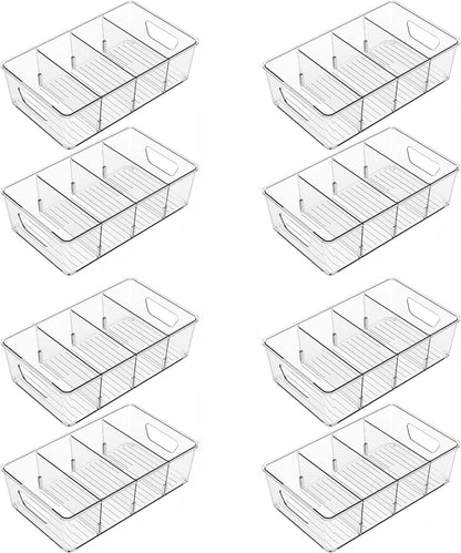 Stackable 6 Pack Snack Organizer for Pantry Shelf,Clear Pantry Organizers and Storage Bins for Fridge,Office,Cupboard,Plastic Pantry Snack Organizer For Breast Milk,Tea Bag,Food Storage Containers