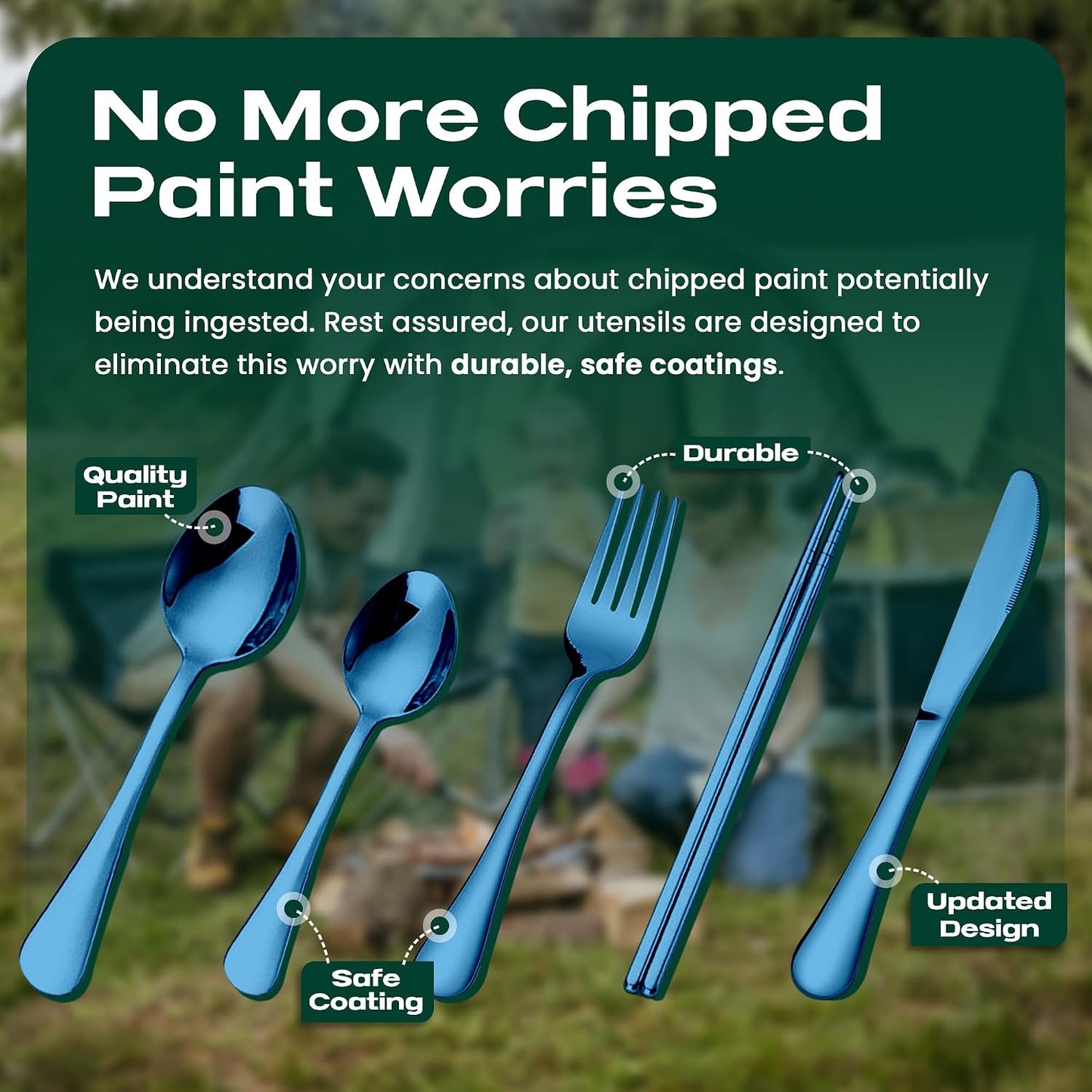 Taplord Portable Travel Silverware Set With Case, Includes 10 Pcs of Travel Utensils With Case, Stainless Steel Flatware Set For Camping, Lightweight (Multi-Color)