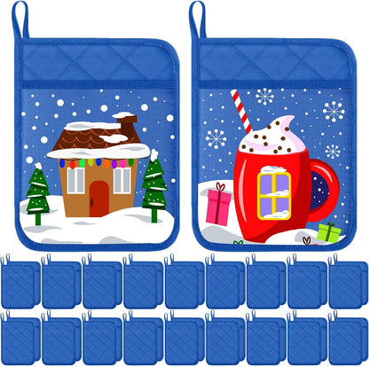 Hoolerry 7''x 9'' Sublimation Pot Holders with Pocket, Black