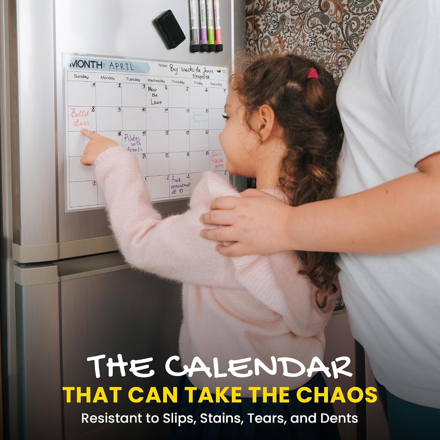 Magnetic Weekly Planner for Fridge - 17x12” Stain-Resistant Dry Erase Whiteboard Fridge Calendar with Large Writing Space for Schedules, Chores & Meals - Includes 4 Markers & Eraser