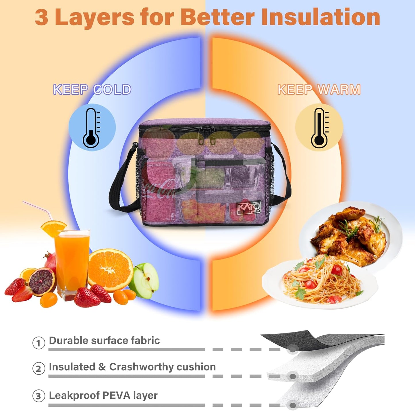 Tirrinia Insulated Lunch Bag for Women Men, Leakproof Lunch Box Containers for Adult, Work, School, Soft Lunchbox for Kids,Boys, Adult Cooler Bag for Picnic Hiking Beach,Charcoal