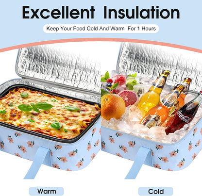 Insulated Casserole Carrier, Portable Casserole Carrier for Hot or Cold Food Lunch Tote Warmer or Cooler Bag, Lasagna Lunch Bag for Potluck Parties- Fits 9" x 13" Baking Dish-Charcoal Grey