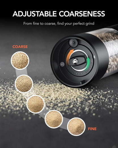 FORLIM Electric Salt & Pepper Grinder Set, Rechargeable 2 Pack, Black White