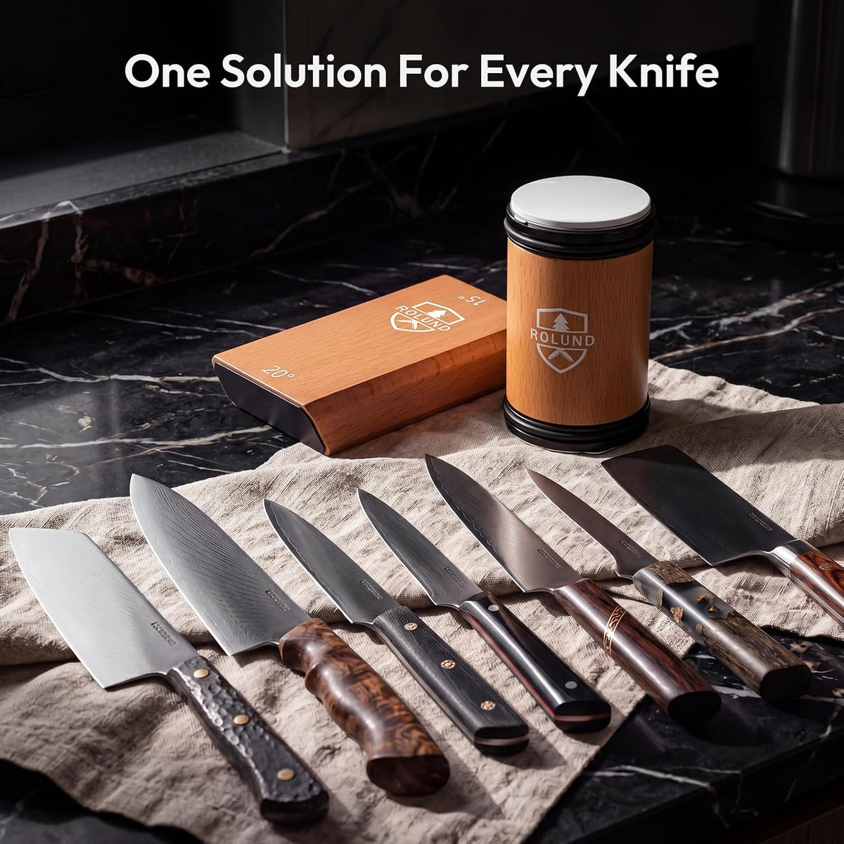 Rolling Knife Sharpener Kit with Diamond & Ceramic Discs, Angles 15° & 20°