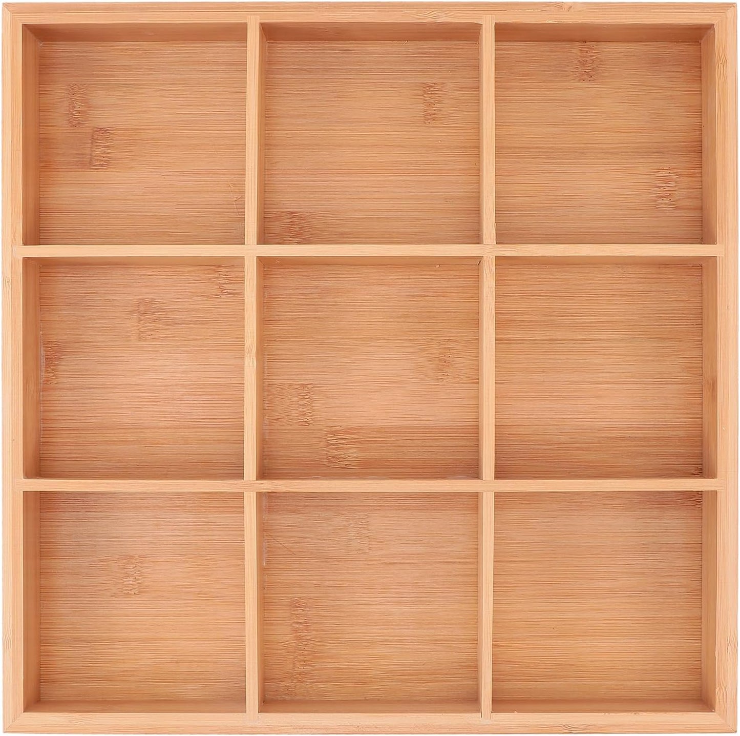 Cabilock Nine-Grid Vegetable Tray 12.99X12.99 Inch Divided Serving Platter for Hot Pot Snacks and Party Appetizers Stylish Bamboo Organizer