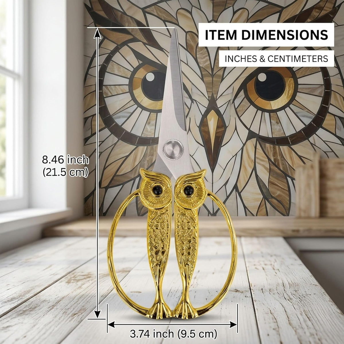 XSNBRD All Purpose Kitchen Scissors, Pearl Gold Stainless Owl Shears.