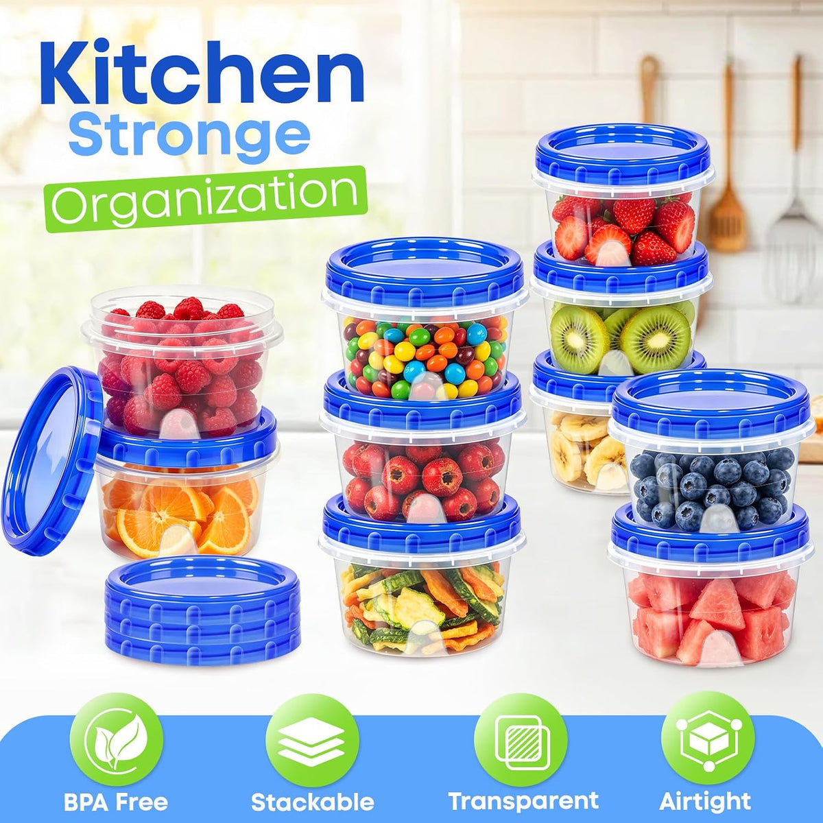 Freezer Storage Containers, 10 Pack-32 Oz Food Storage Containers with Twist Top Lids,BPA Free, Reusable, Meal Prep,Microwave and Dishwasher Safe