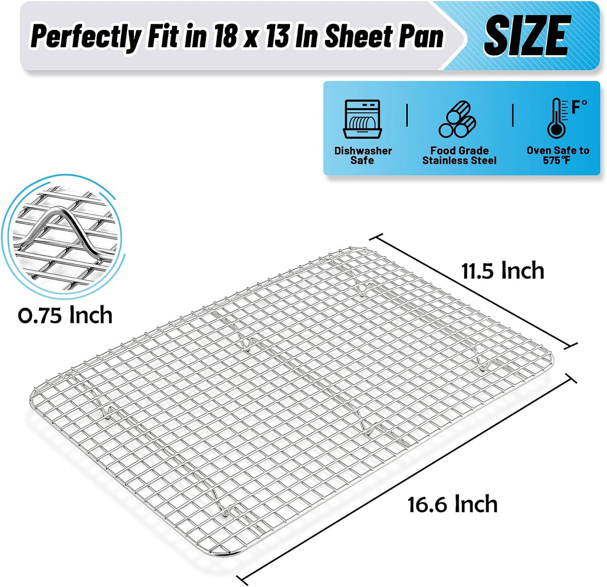 TeamFar Cooling Rack, 8.75”x6.25” Stainless Steel Baking Grid Wire Rack