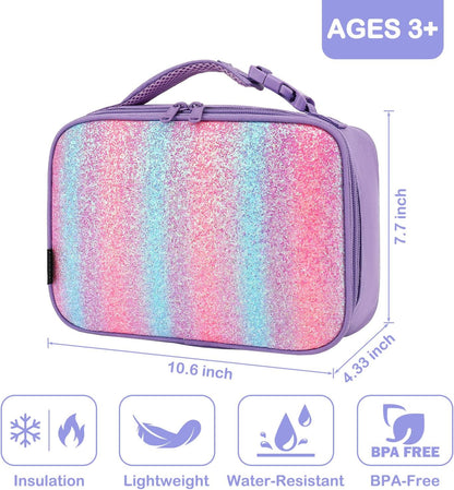 FlowFly Kids Lunch box Insulated Soft Bag Mini Cooler Back to School Thermal Meal Tote Kit for Girls, Boys, Black