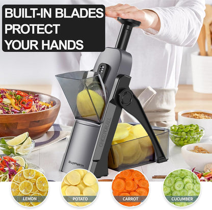 SupMaKin Safe Mandoline Slicer for Kitchen, Potato Slicer for Chips, Vegetable & Food Cutter,Thickness Adjustable 0.1-8 mm, Kitchen Faster Slice Artifact (Only Slicer)