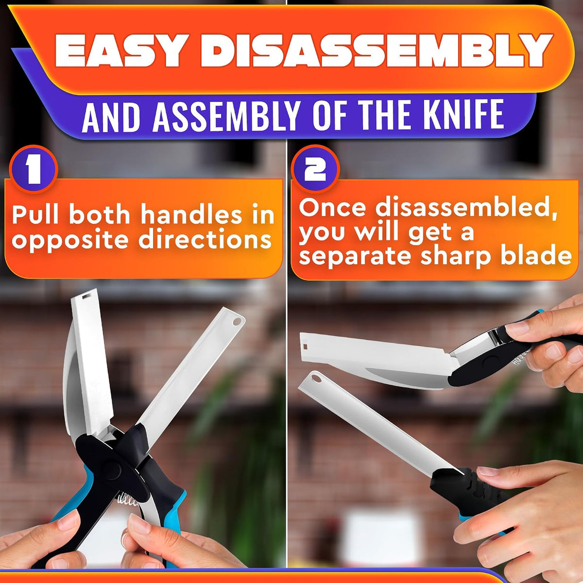 2 in 1 Kitchen Scissors for Food with Knife Sharpener (Grey)