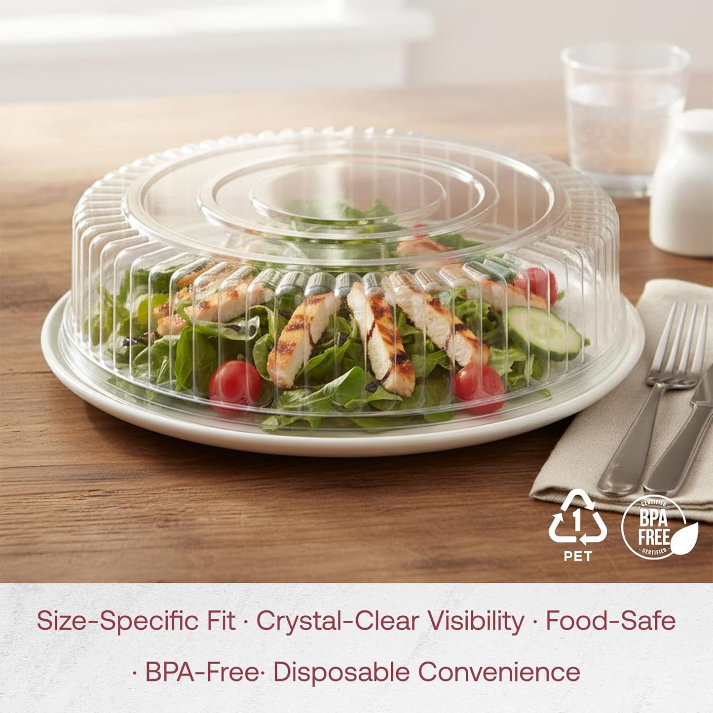 Smarty Had A Party 12 Inch Black Round Plastic Serving Tray – Heavy-Duty Party Platters & Catering Trays, Reusable or Disposable Plastic Trays for Serving Food, Elegant Party Tray Set of 25