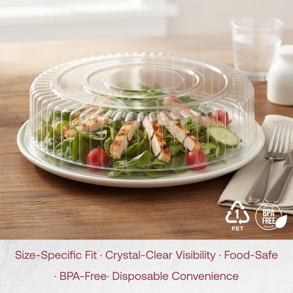 Smarty Had A Party 12 Inch Black Round Plastic Serving Tray – Heavy-Duty Party Platters & Catering Trays, Reusable or Disposable Plastic Trays for Serving Food, Elegant Party Tray Set of 25