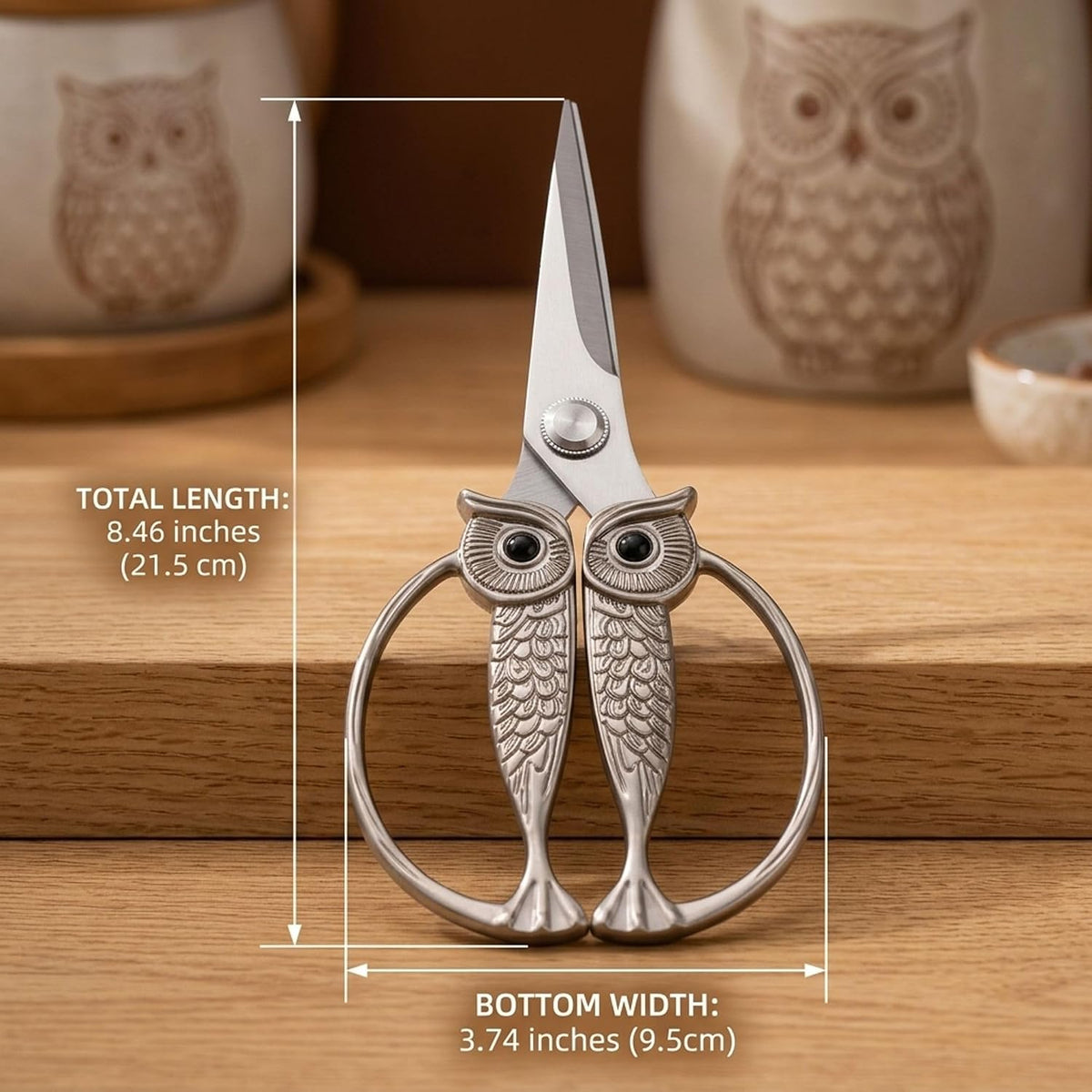 XSNBRD All Purpose Kitchen Scissors, Pearl Gold Stainless Owl Shears.