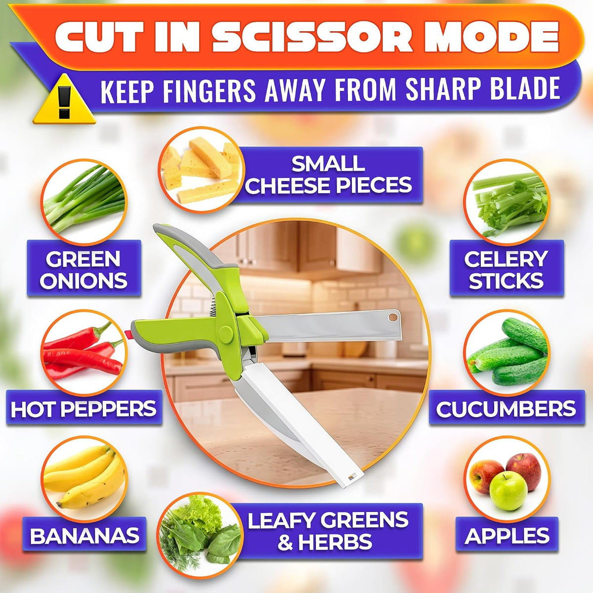 2 in 1 Kitchen Scissors for Food with Knife Sharpener (Grey)