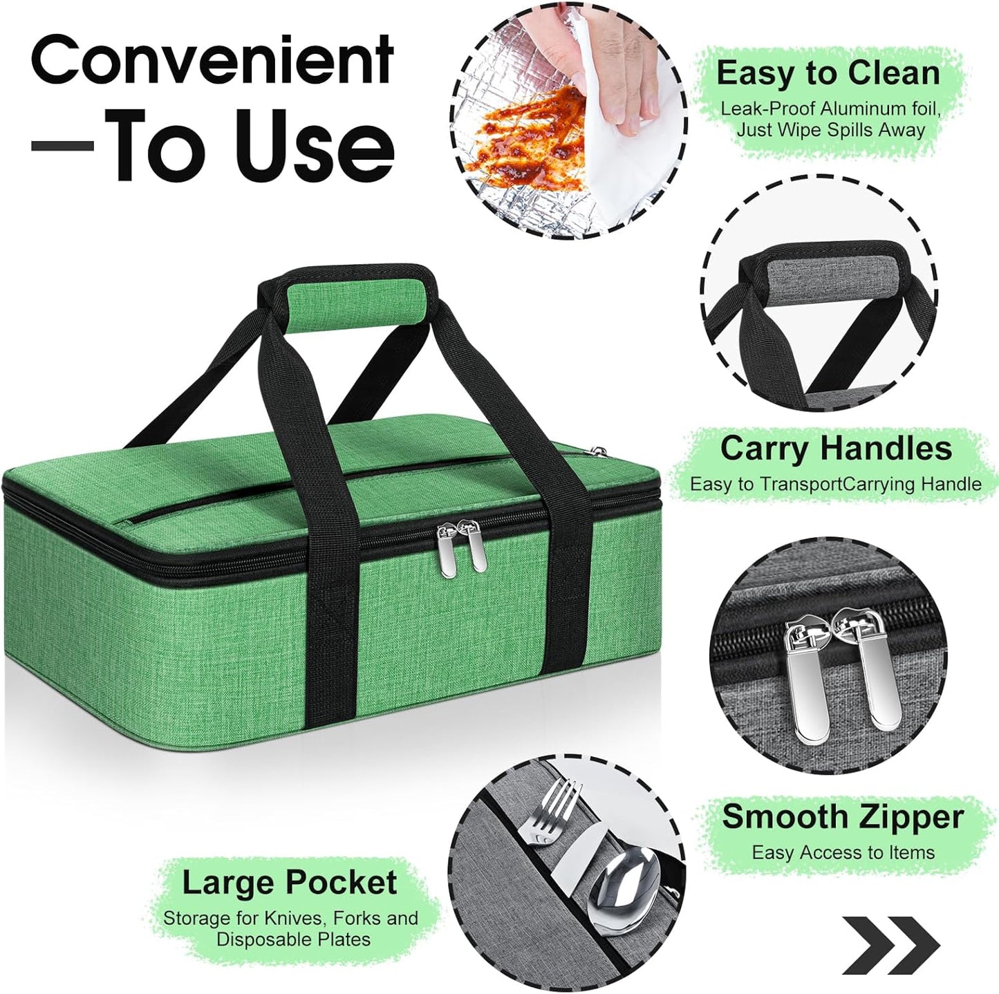 Insulated Casserole Carrier, Portable Casserole Carrier for Hot or Cold Food Lunch Tote Warmer or Cooler Bag, Lasagna Lunch Bag for Potluck Parties- Fits 9" x 13" Baking Dish-Charcoal Grey