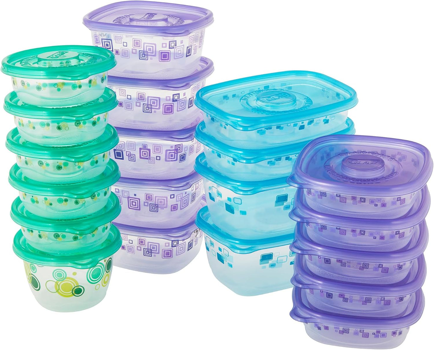GladWare Food Storage Containers, Family Variety Pack, 24 Piece Set | with Glad Lock Tight Seal, BPA Free Containers and Lids in a Variety of Sizes to Hold and Store Food