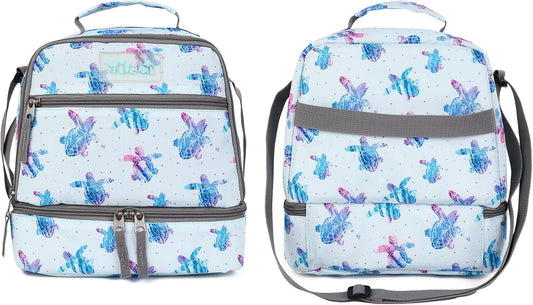 Tilami Lunch Bags Insulated Adjustable Strap Zipper, Two Compartments Cooler Bags, Bento Bags for Kids Toddlers (Blue)