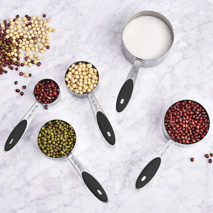 Wildone Stainless Measuring Cups and Spoons Set with Silicone Handle, 16pcs | 8 Measuring Cups and 8 Measuring Spoons, Nesting Design, Heavy Duty for Measuring Dry/Liquid Ingredients, Multicolor