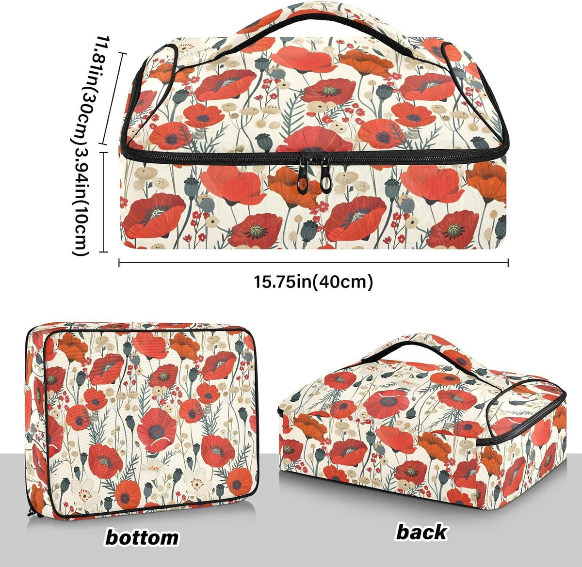 Casserole Carrier Insulated Yellow Lemon Blue Bows Dish 9x13 with Lid Party Travel Warmer Bag for Hot or Cold Food Lasagna Pizza Holder Tote - Colors B