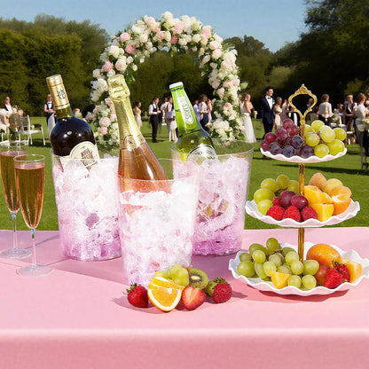 Tiawudi 12 Pack Plastic Ice Bucket For Parties, Silver Glitter Clear Wine Cooler for Wedding, Good as One Large Champagne Chiller Or Classic Wine Bottle Chiller