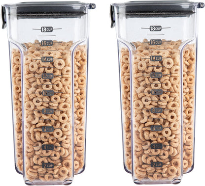 Progressive International ProKeeper+ Clear Plastic Airtight Food Baker's Kitchen Storage Organization Container Canister Set with Magnetic Accessories, 2- Piece Set (Flour 4-Quart)