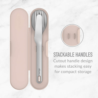 Bentgo Stainless Travel Utensil Set - Reusable 3-Piece Silverware Set with Carrying Case, High-Grade Premium Steel, BPA-Free Case, Eco-Friendly - Ideal for Travel, Camping, and Office Use (Gray)