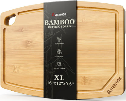Astercook Large Bamboo Cutting Board for Kitchen