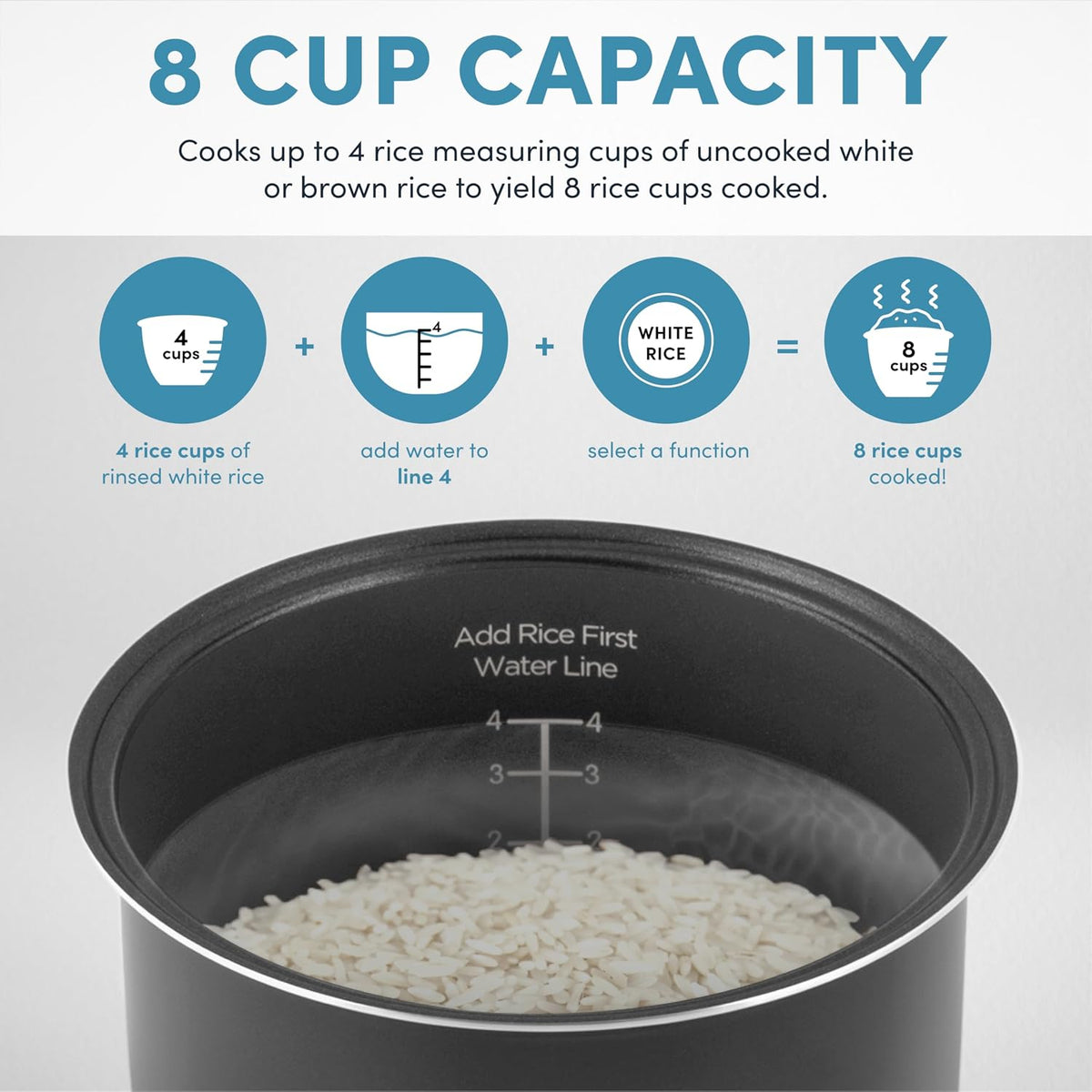 AROMA Digital Rice Cooker, 4-Cup (Uncooked) / 8-Cup (Cooked), Steamer, Grain Cooker, Multicooker, 2 Qt, Stainless Steel Exterior, ARC-914SBD