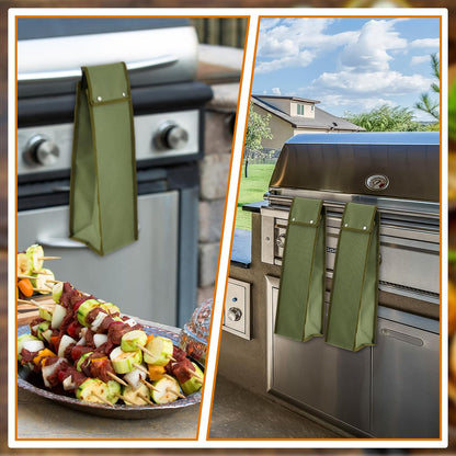 Amylove 2 Pcs Grill Utensil Storage Bag 20" Extra Thick Canvas Barbecue Grill Tool Storage Bag Carry Container Waterproof Zipper Closure, for Outdoor Grilling Camping Hiking Barbecue Accessory(Green)
