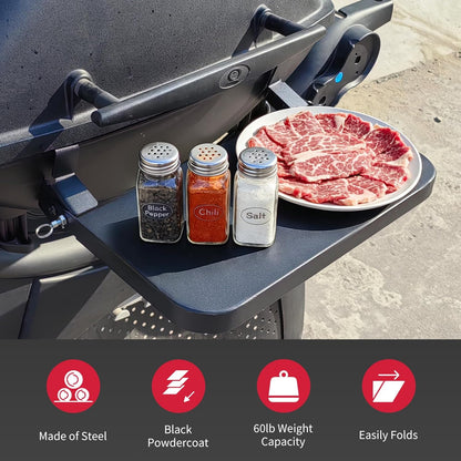 Upgraded Grill Table for Weber Kettle 22"/18"/26", Master Touch 22", Smokey Mountain, Recteq Pellet Grill RT-B380, Prep Station with Cutting Board, Basin, 4 Hooks, Shelf for Weber Kettle Accessories