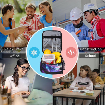 Dinosaur Volcano Insulated Lunch Bag for Women & Men, Reusable Leak-Proof Lunch Box with Cooler Compartment, Lunch Tote for Adults Work Travel Picnic Durable & Washable