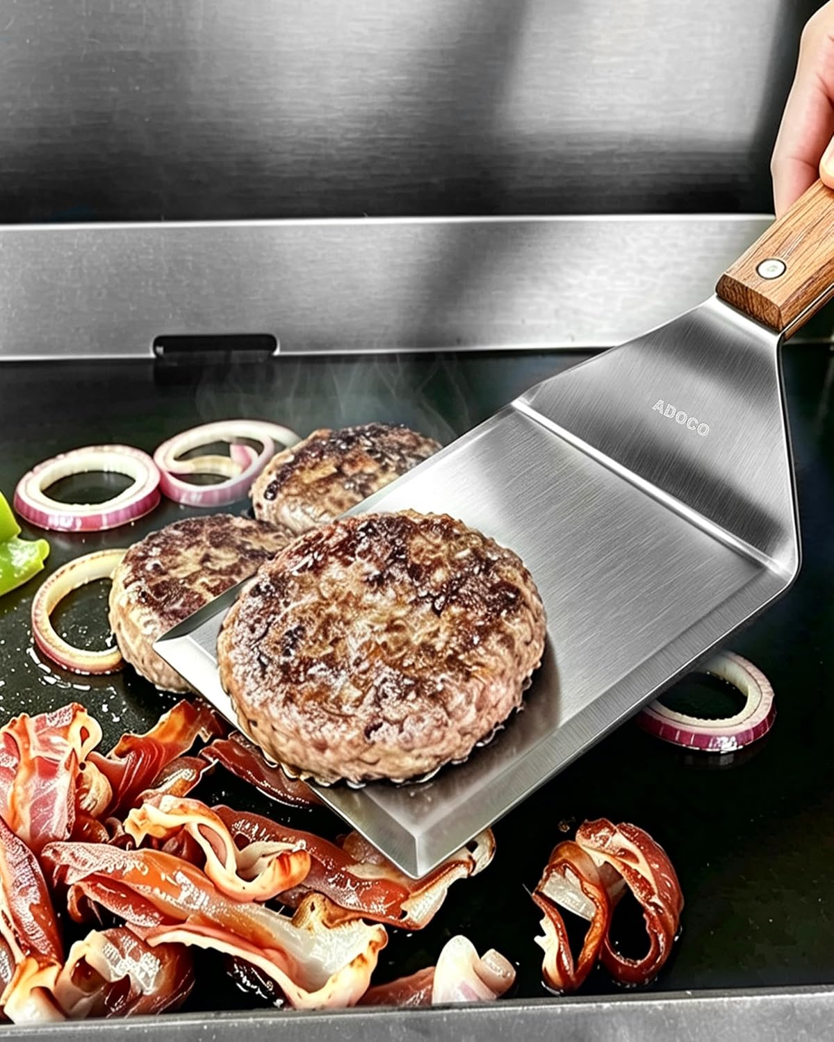 Large Wide Griddle Spatula Burger Turner Grill Tool, Blade 5''x6''