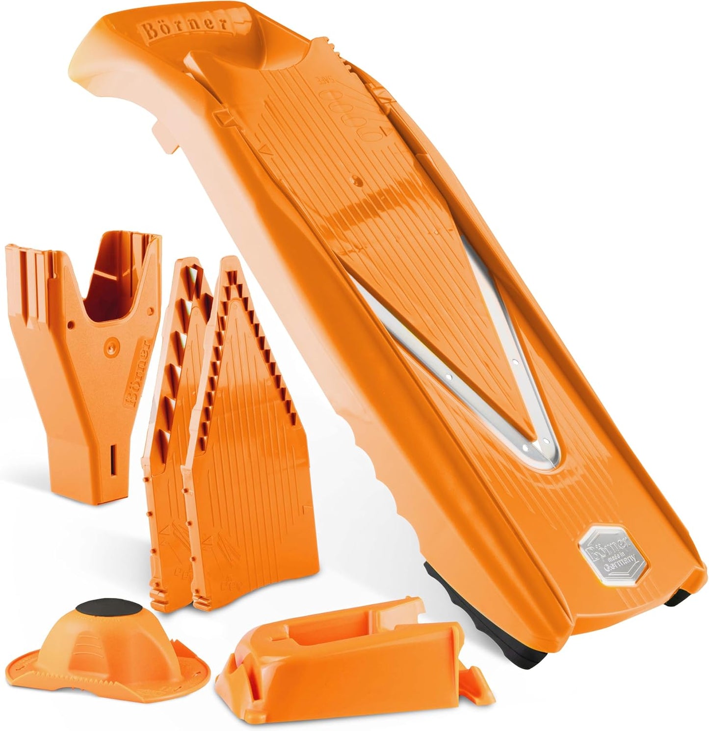 Mandoline Food Slicer Börner V5 (Profi Set) by Reston Lloyd • V-Slicer with 4 Inserts, Docking Station & Food Holder • Made in Germany • Fruit & Vegetable Chopper • Multiple Settings • Color: Purple